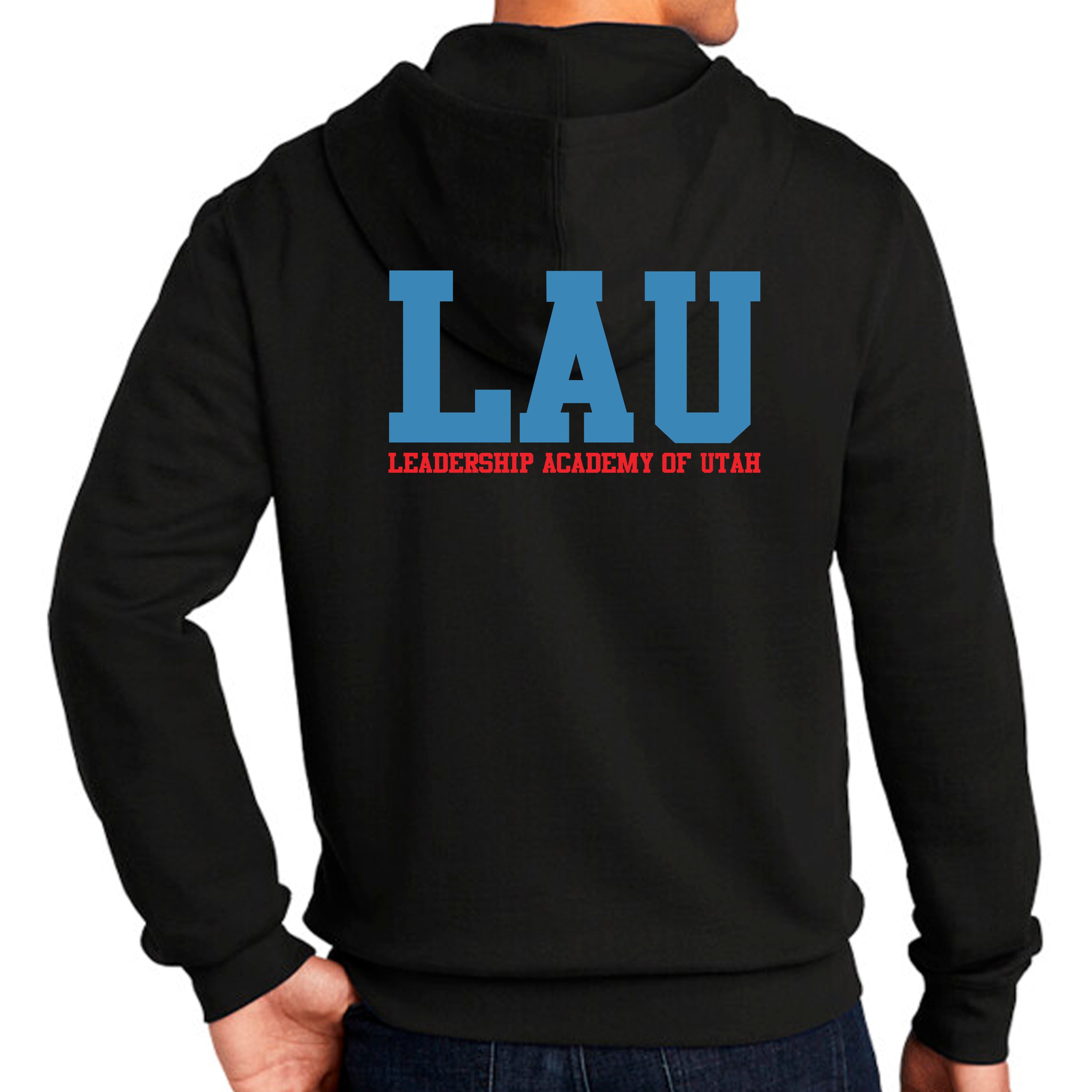 Full Zip Hoodie LAU TEXT BLUE RED