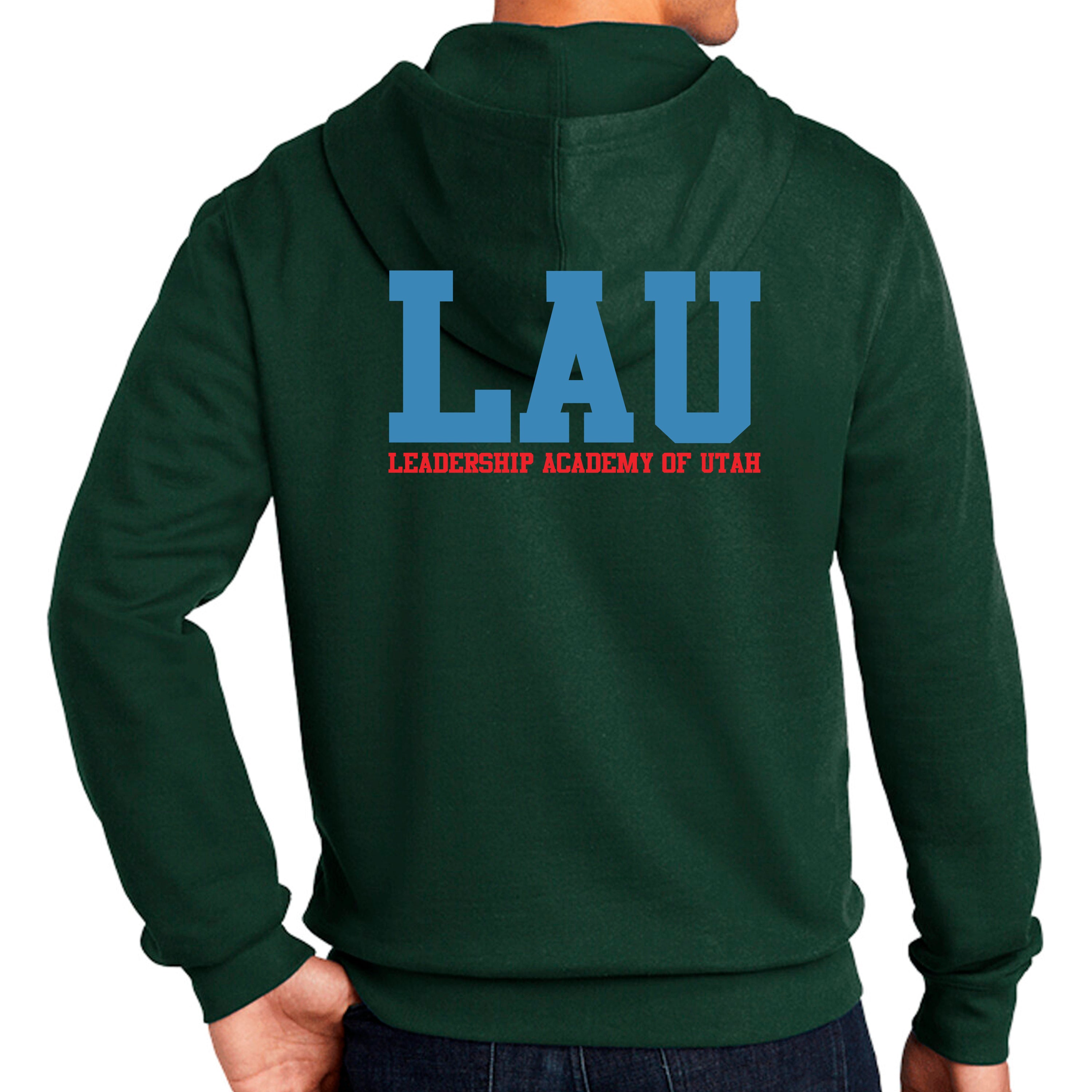 Full Zip Hoodie LAU TEXT BLUE RED