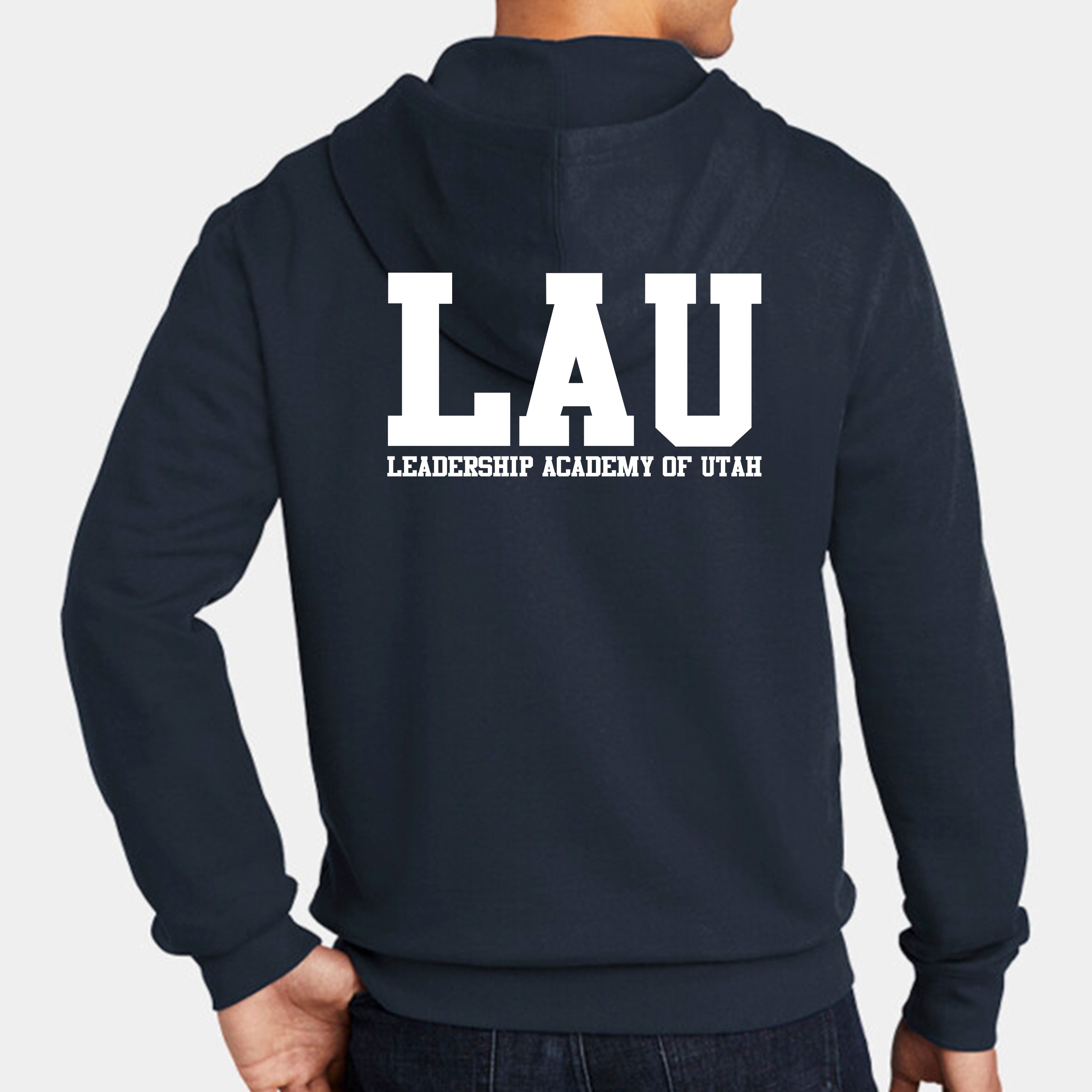 Full Zip Hoodie LAU TEXT WHITE